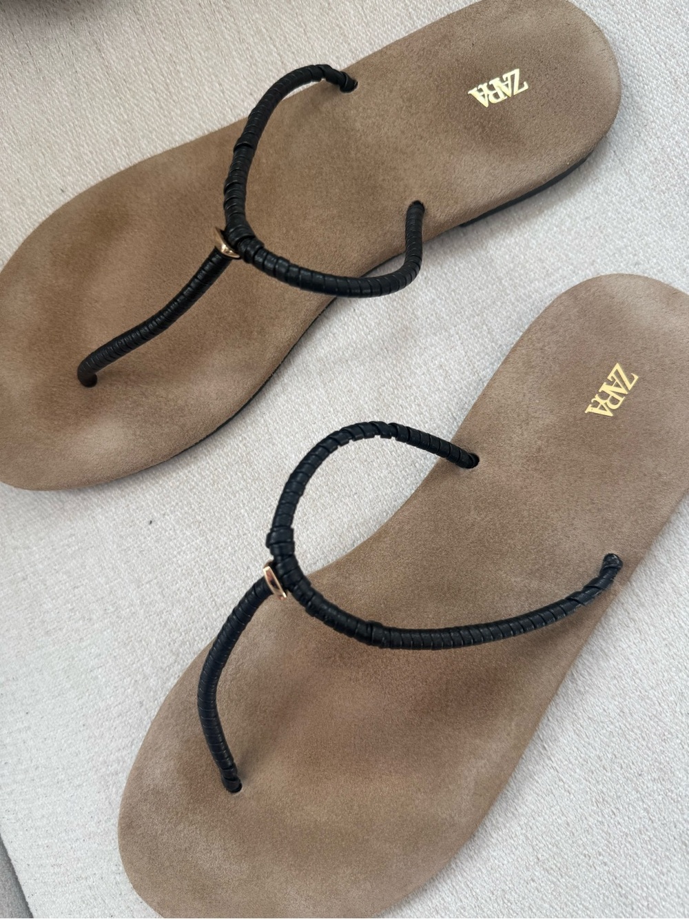 Zara Suede T-Strap Sandals